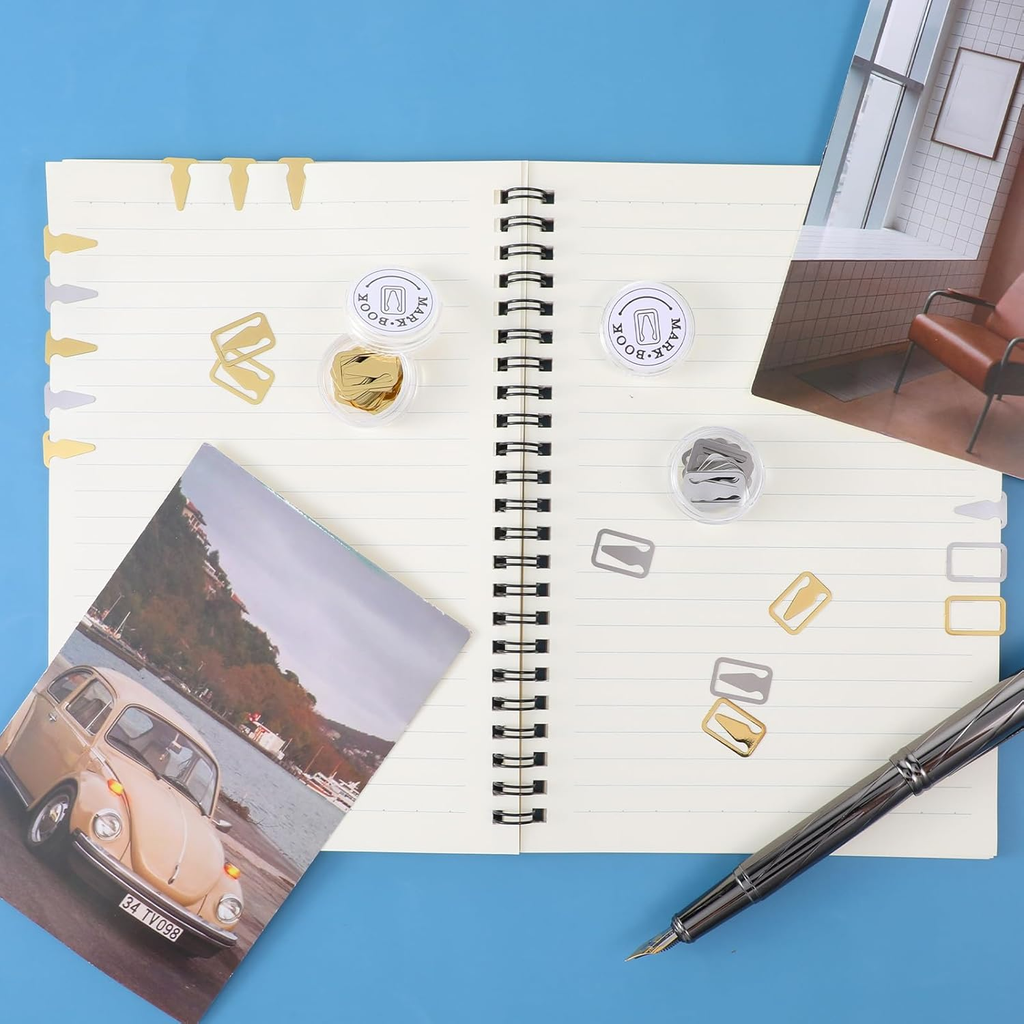 100Pcs Book Line Markers, Gold/Silver Metal Bookmarks Tin Mixed Metals Book Page