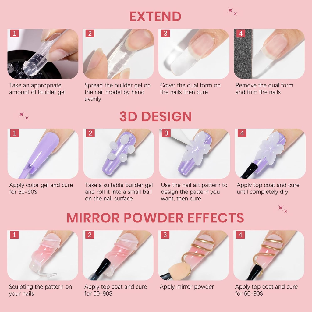 3D Nail Art Gel Clear and White Solid Builder Gel for Nails Non-Stick Hand Sculp