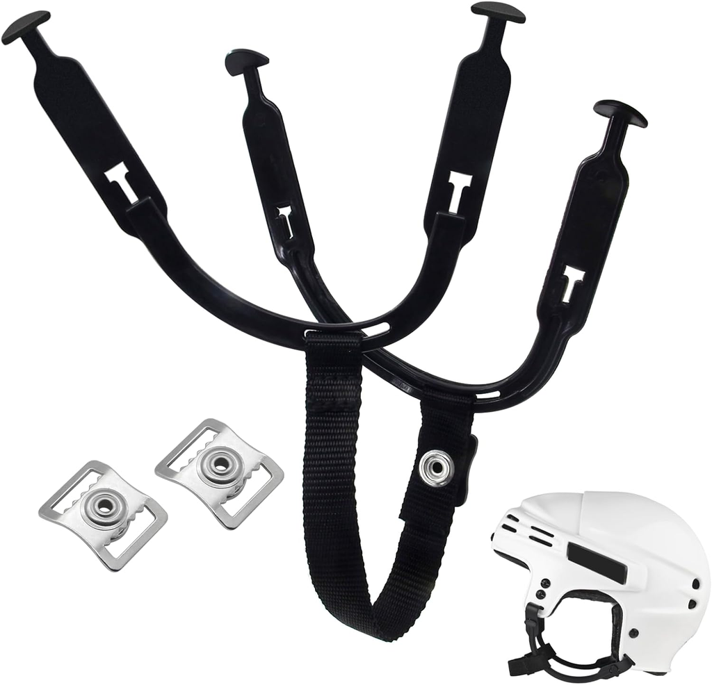 1 Set Hockey Helmet Chin Strap with 2 Stainless Steel Single Strengthened Snap,