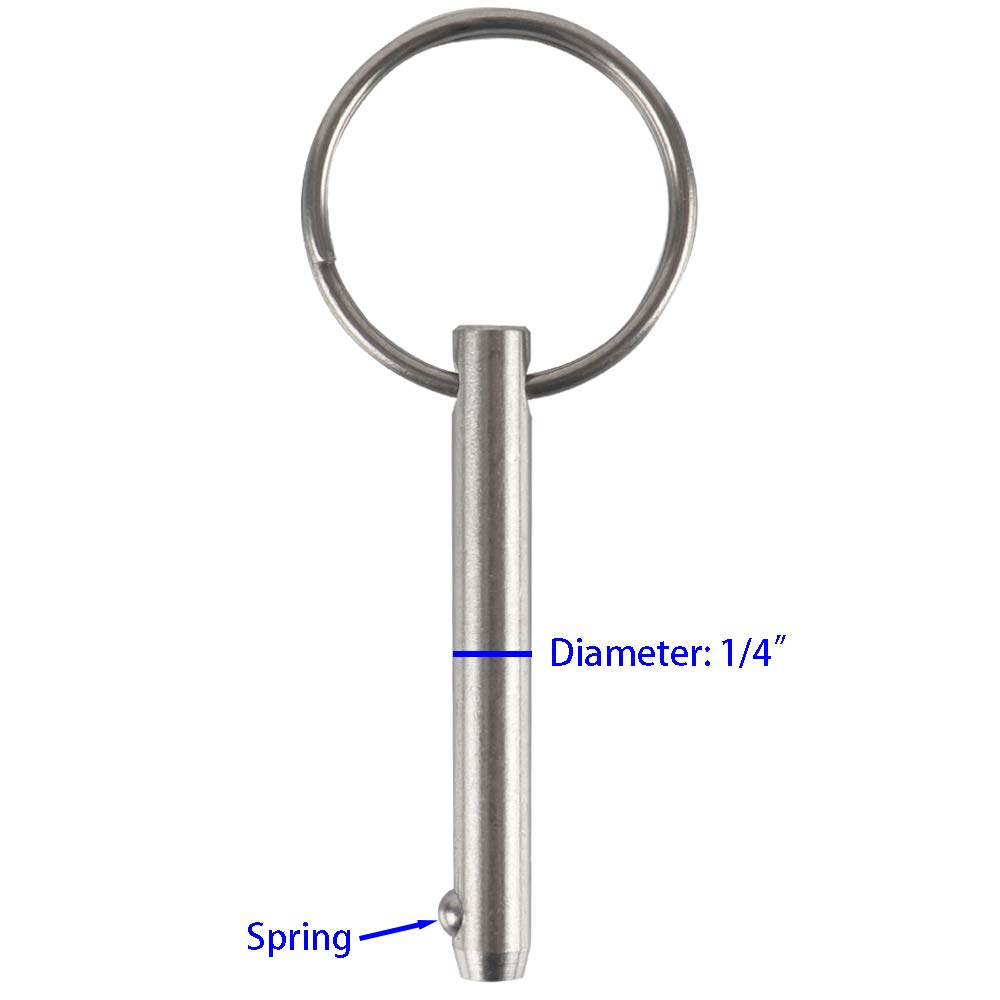 4 Pcs Quick Release Pin, Diameter 1/4", Usable Length 1-1/2", Overall Length 2",