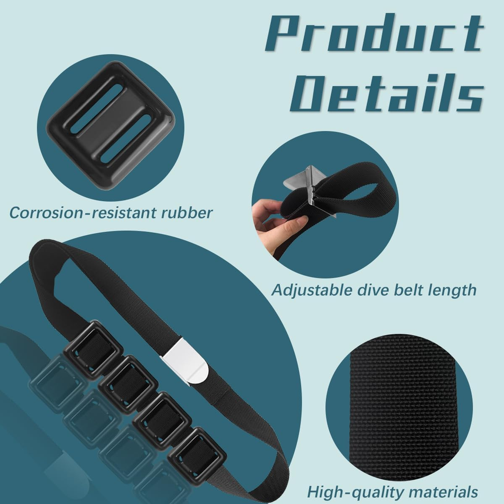 4 Pcs Scuba Weight Belt,Diving Weight Belt with Metal Block Buckle Coated Dive W