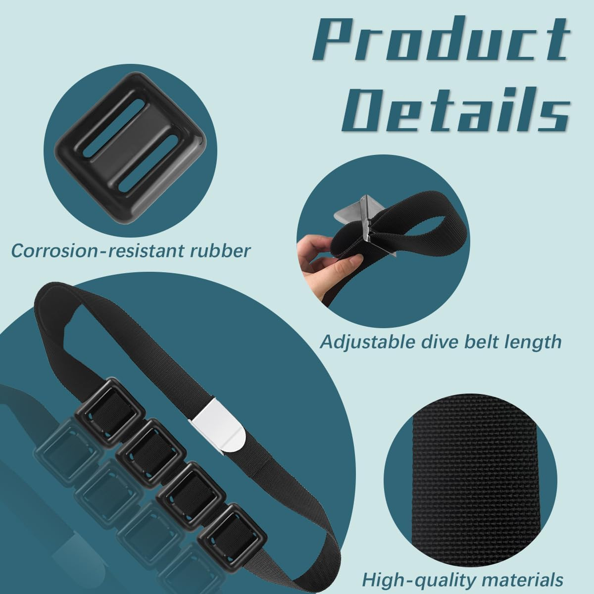 4 Pcs Scuba Weight Belt,Diving Weight Belt with Metal Block Buckle Coated Dive W