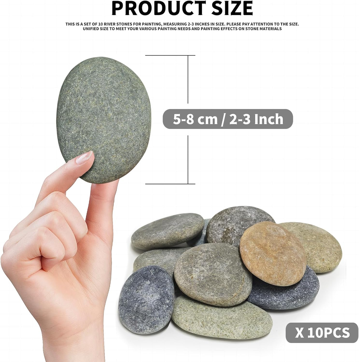 10Pcs Flat Rocks for Painting, 2-3 Inch Smooth River Stones to Paint, Natural Cr