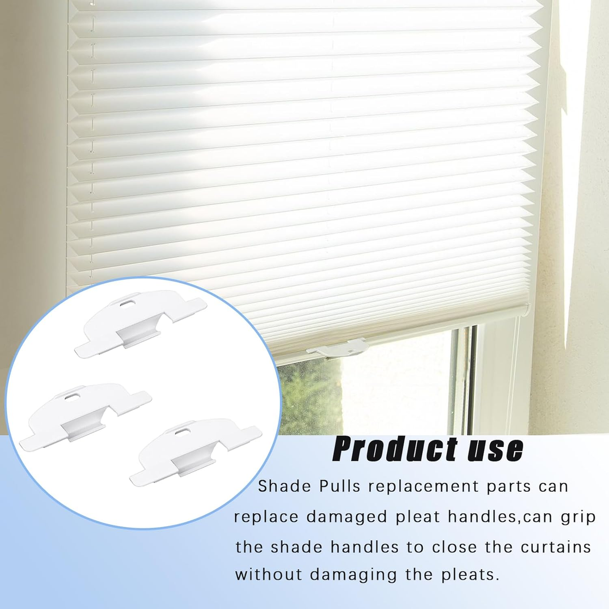 3/4" Pleat Lite Rise Handles Blind Pulls for Hunter Douglas Duette and Applause
