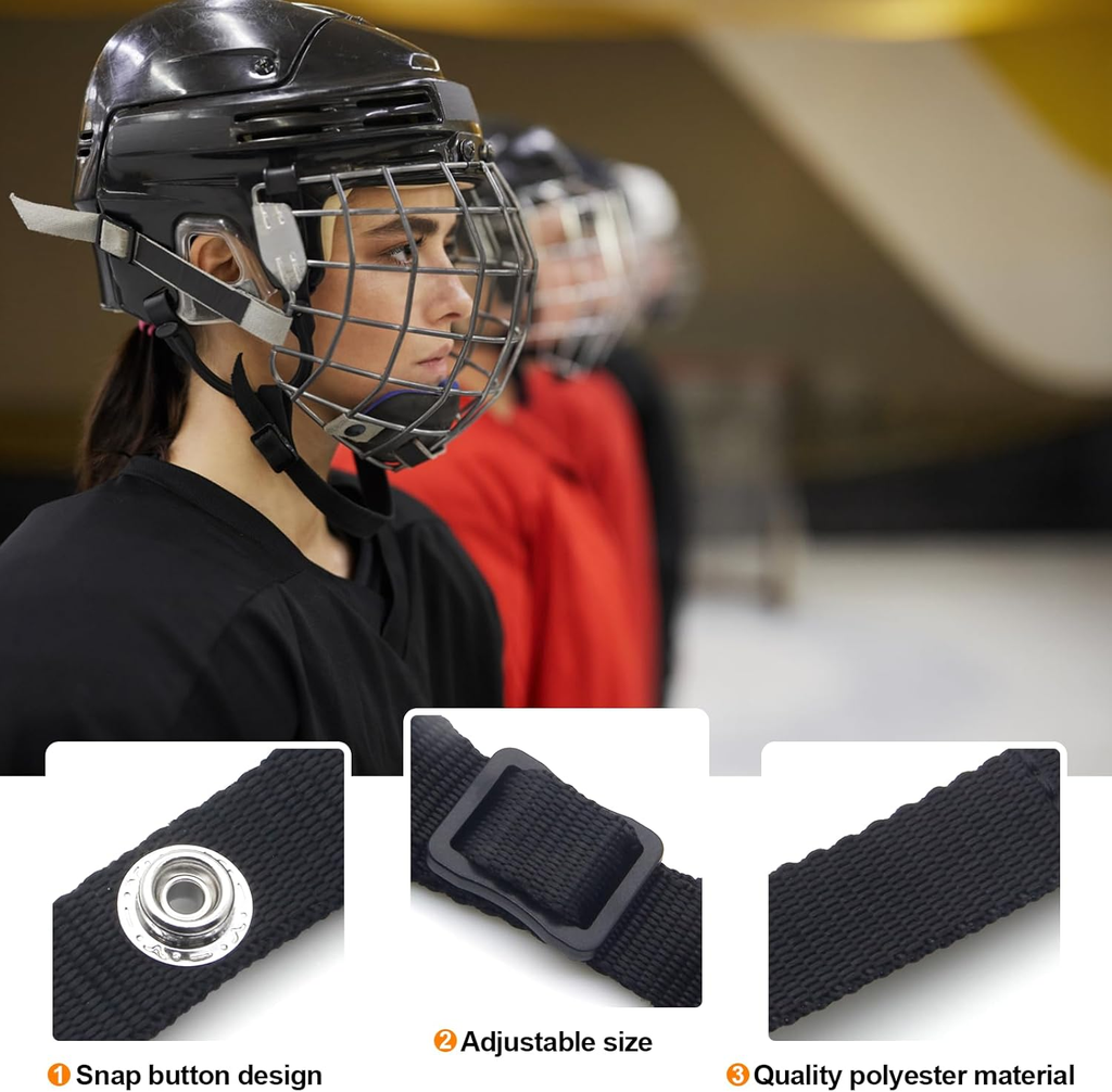 1 Set Hockey Helmet Chin Strap with 2 Stainless Steel Single Strengthened Snap,