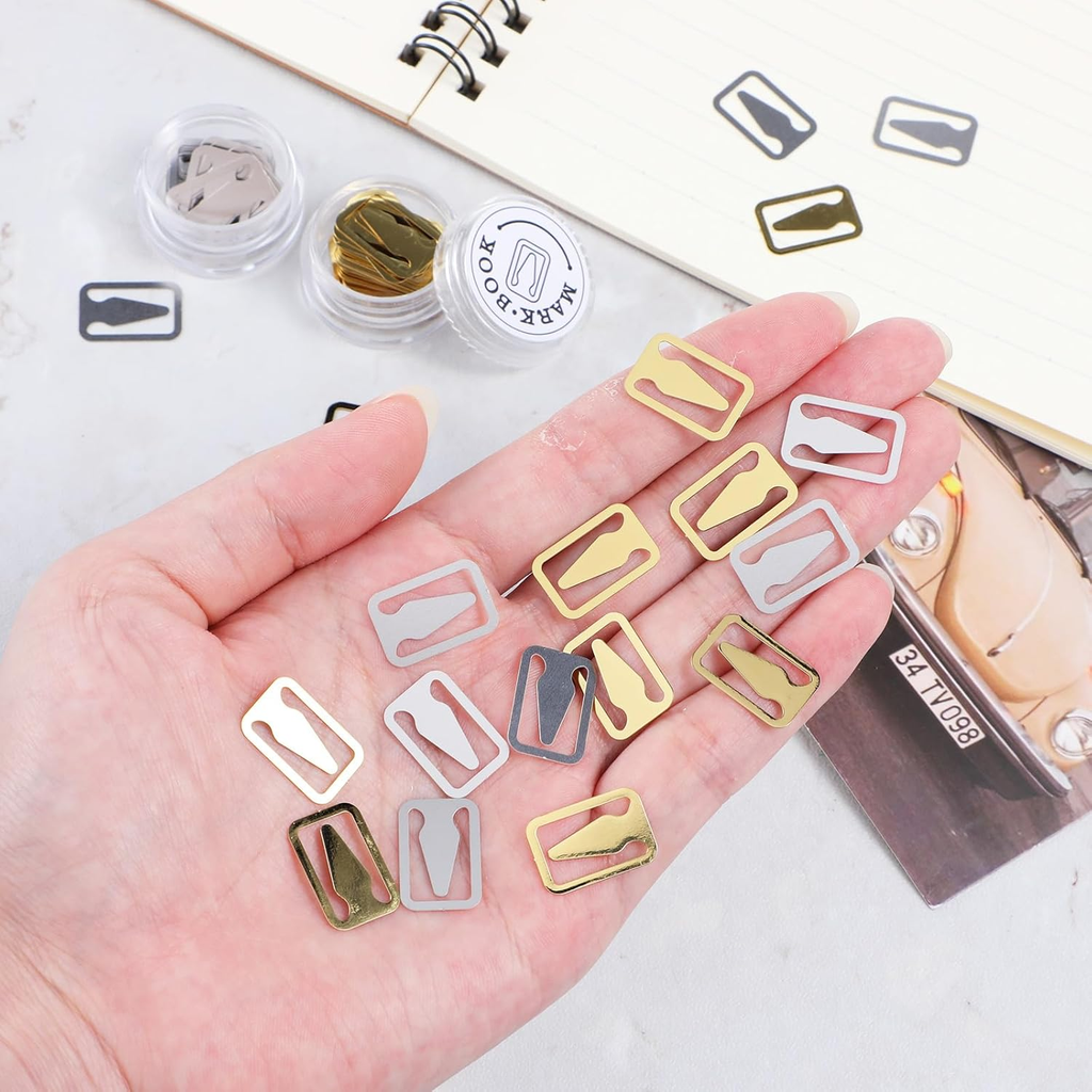100Pcs Book Line Markers, Gold/Silver Metal Bookmarks Tin Mixed Metals Book Page