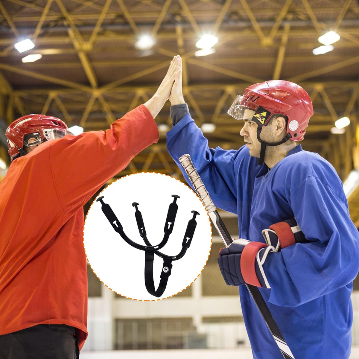1 Set Hockey Helmet Chin Strap with 2 Stainless Steel Single Strengthened Snap,