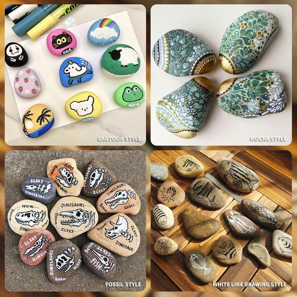 10Pcs Flat Rocks for Painting, 2-3 Inch Smooth River Stones to Paint, Natural Cr