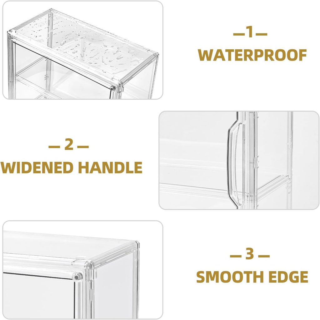 3 Tier Display Case for Collectibles,Clear Display Box with 2 Movable Plates ,St
