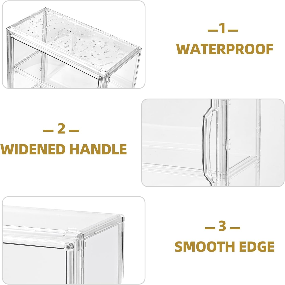 3 Tier Display Case for Collectibles,Clear Display Box with 2 Movable Plates ,St