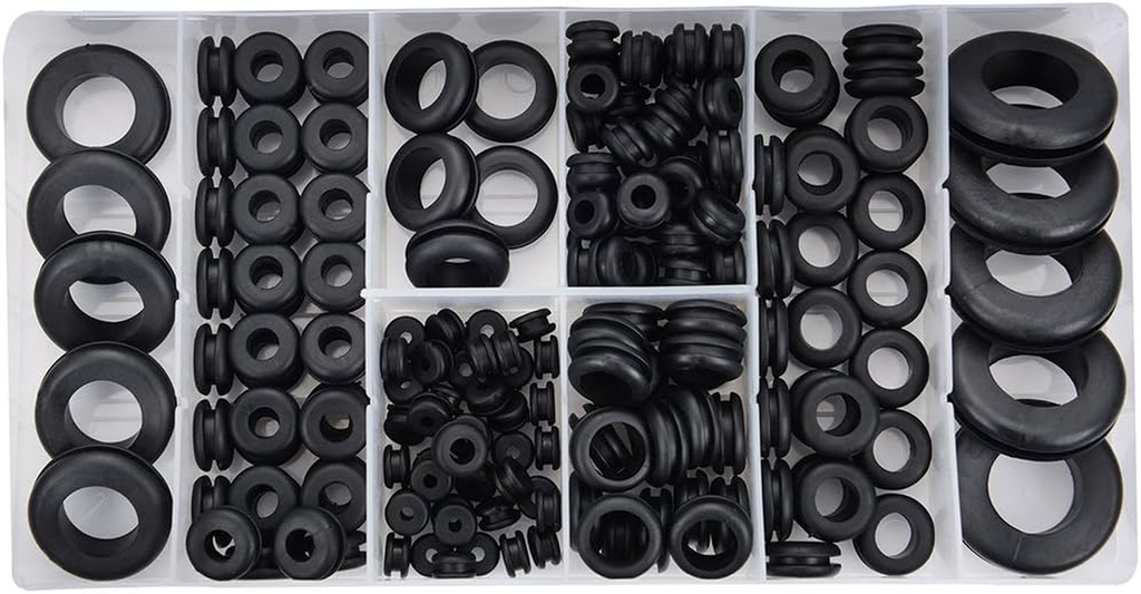 180 Pieces Rubber Grommet Assortment Kit Electrical Conductor Eyelet Ring Gasket