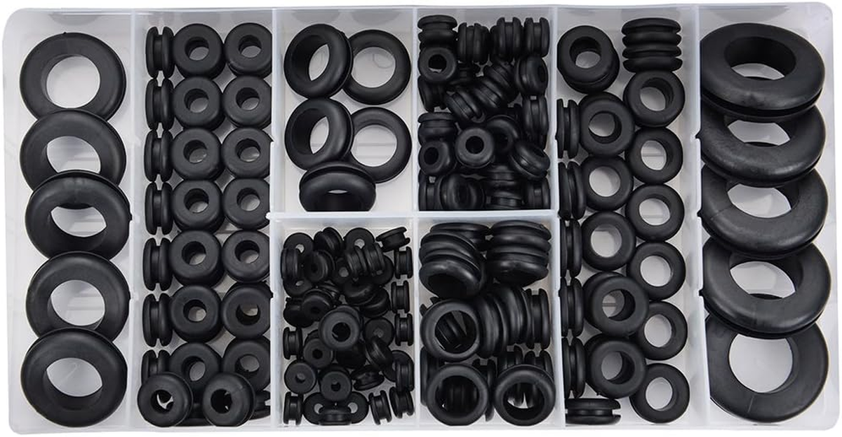 180 Pieces Rubber Grommet Assortment Kit Electrical Conductor Eyelet Ring Gasket