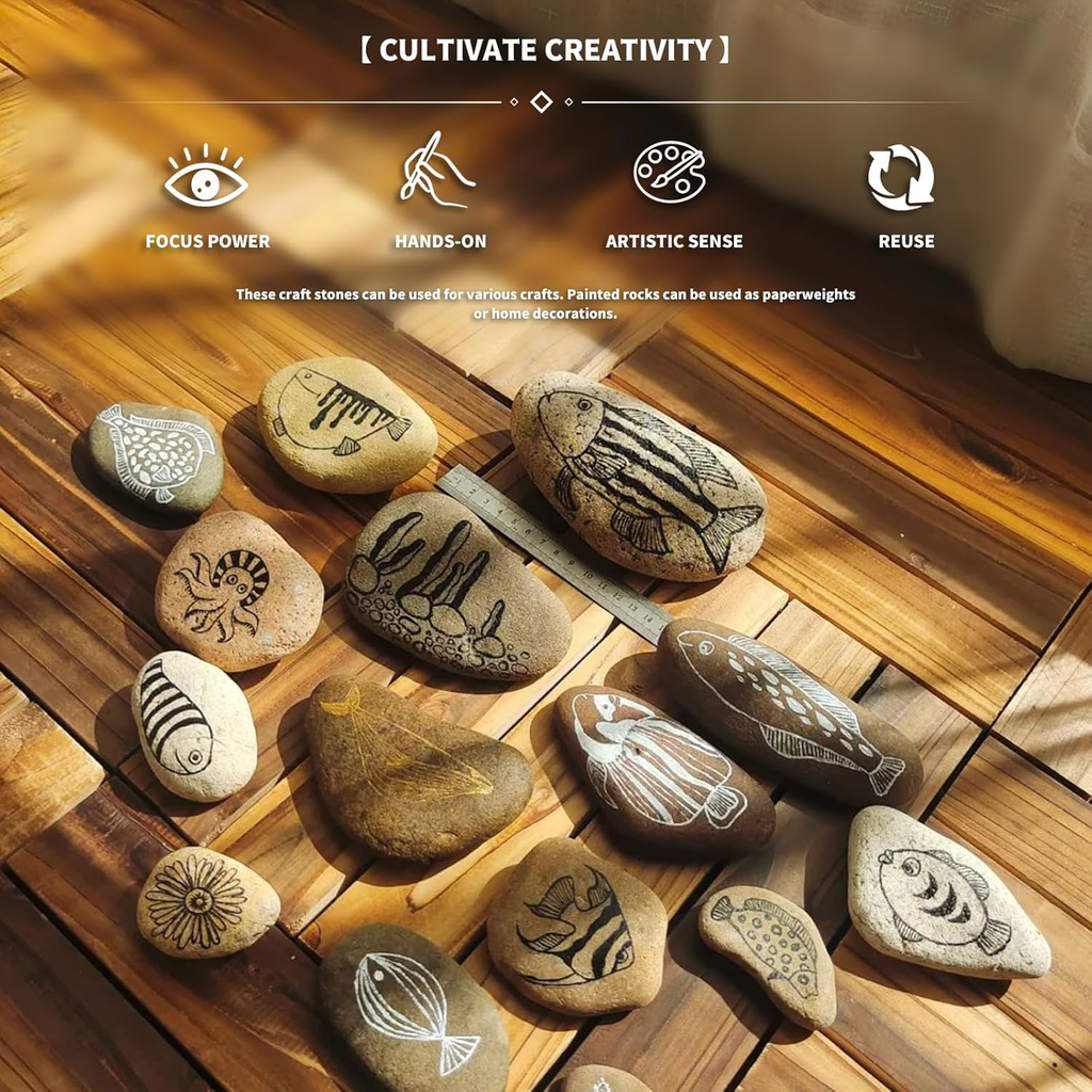 10Pcs Flat Rocks for Painting, 2-3 Inch Smooth River Stones to Paint, Natural Cr