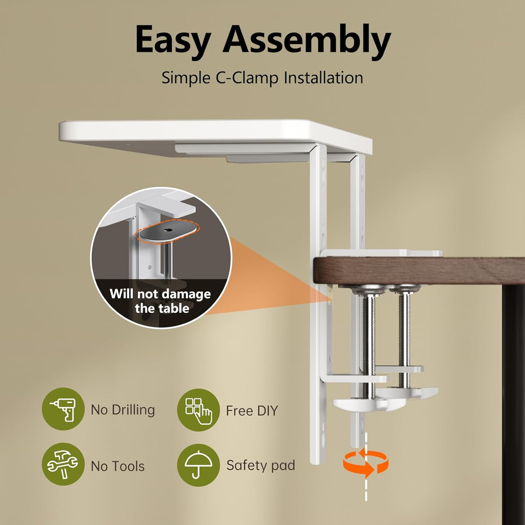 3 in 1 Clamp-On 15.7"×7.5" Desk Extender, Heavy-Duty Side/Top Desk Organizer She