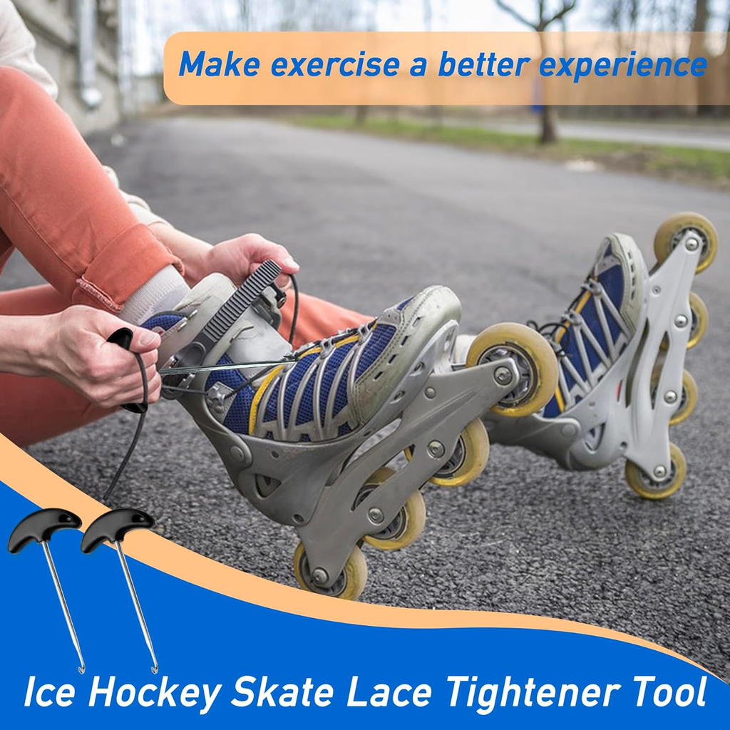 2-Pack Skate Lace Tighteners - Ice Hockey Skate Lace Tightener Tool - Stainless