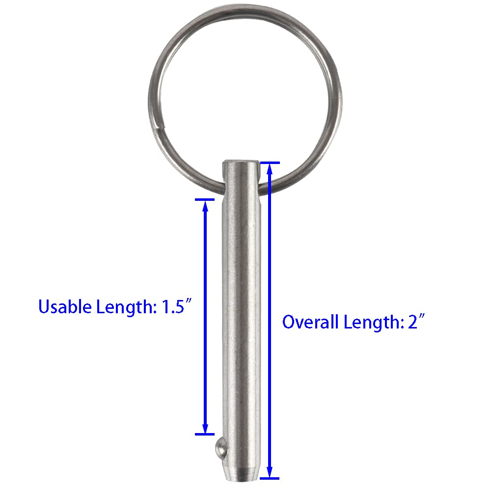 4 Pcs Quick Release Pin, Diameter 1/4", Usable Length 1-1/2", Overall Length 2",