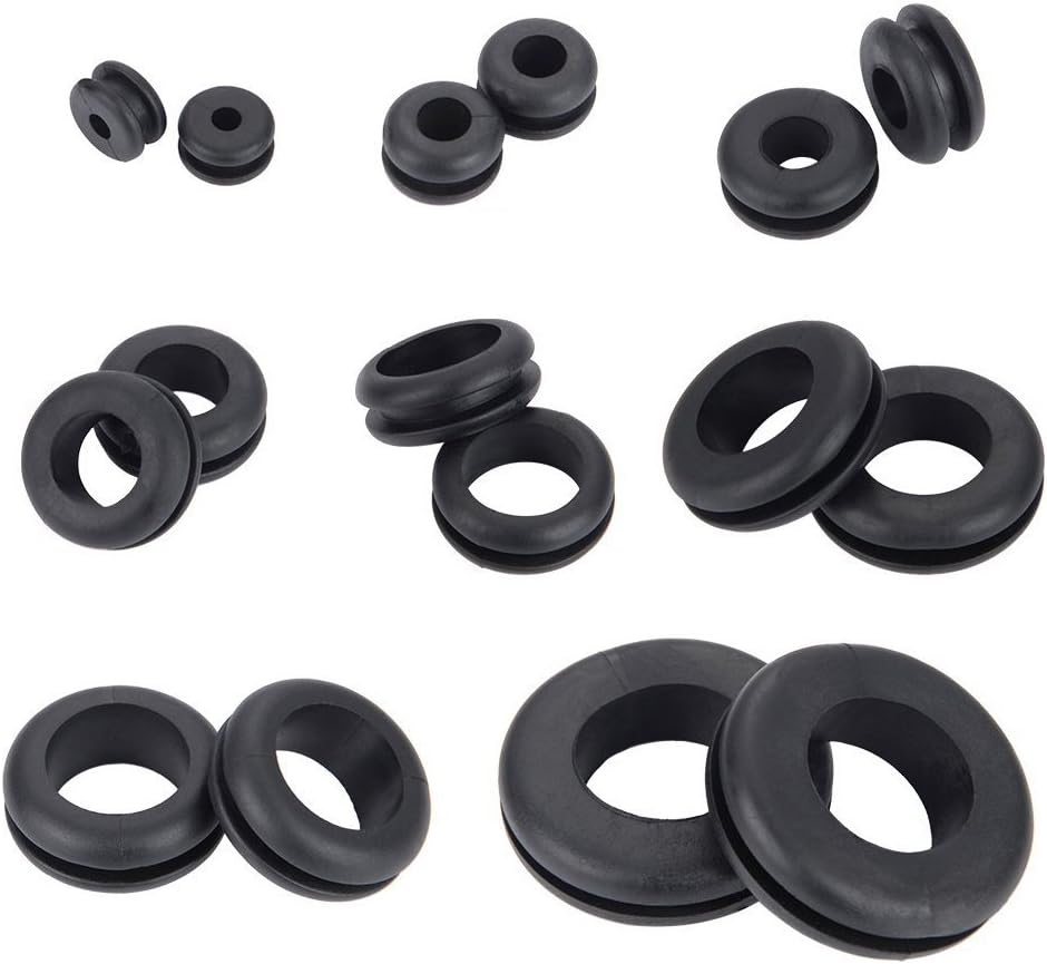 180 Pieces Rubber Grommet Assortment Kit Electrical Conductor Eyelet Ring Gasket