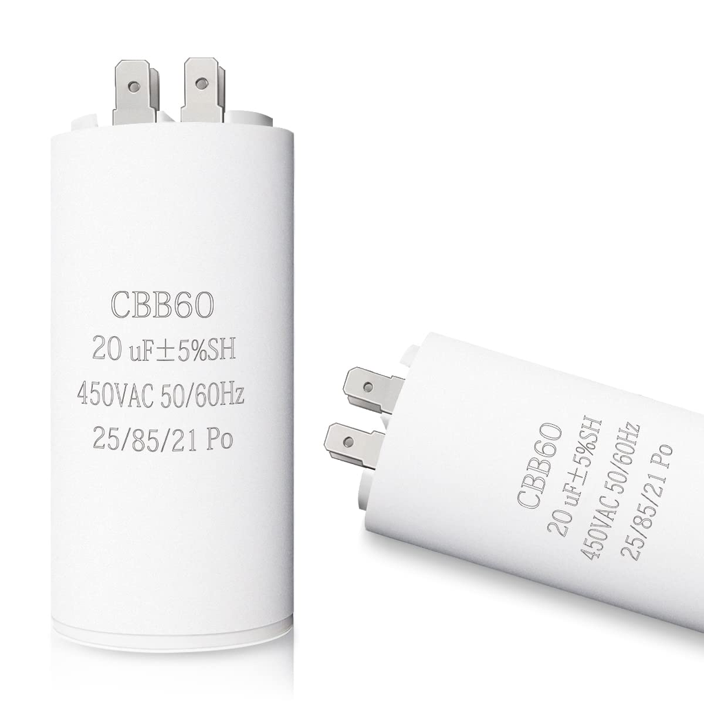 20UF CBB60 Motor Run Capacitor, 450VAC 50/60HZ Cylindrical Capacitor for Motor R