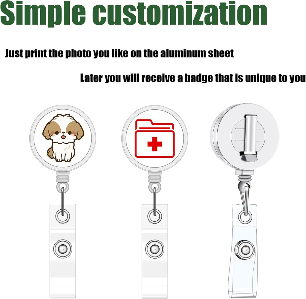 30 Pcs Sublimation Badge Reels Blank，Diy Badge Reel Kit Sublimation Id Badge Bla