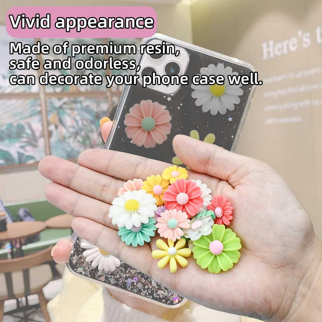 100 Flatback Resin Daisy Flowers for Craft DIY Flower Cabochons for Jewelry Maki