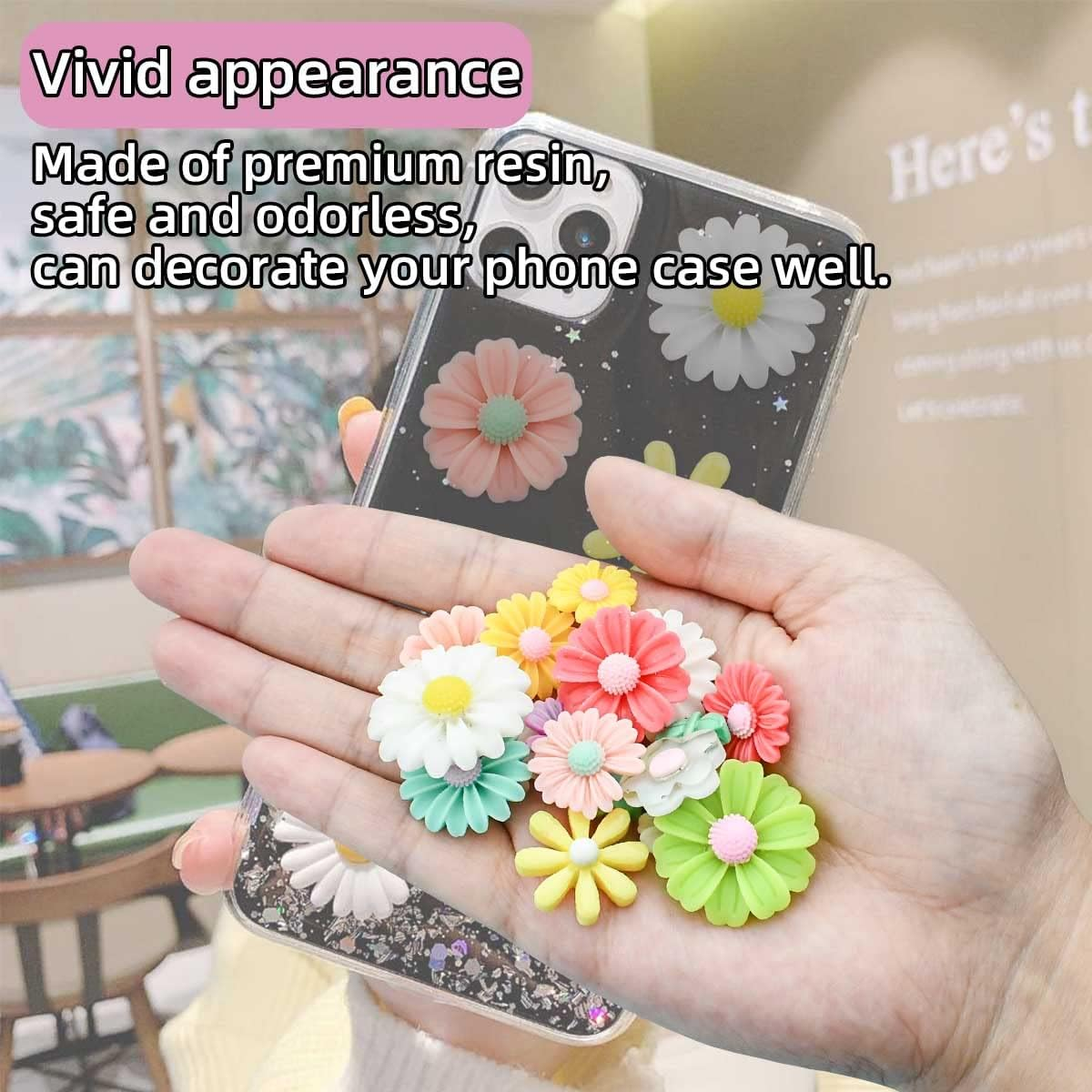 100 Flatback Resin Daisy Flowers for Craft DIY Flower Cabochons for Jewelry Maki