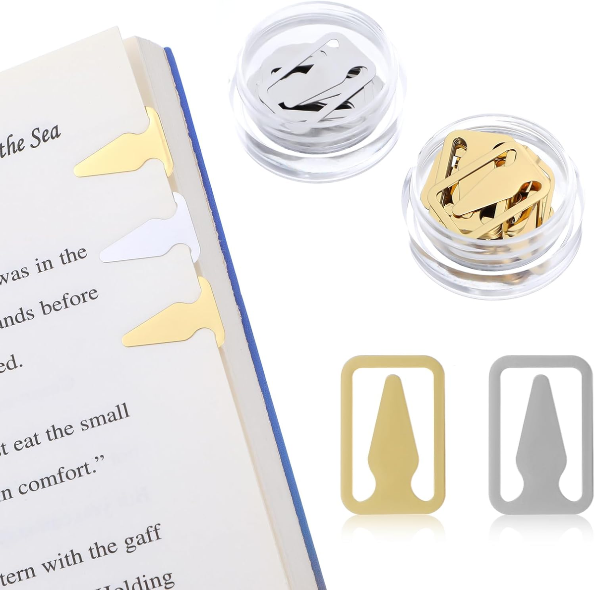 100Pcs Book Line Markers, Gold/Silver Metal Bookmarks Tin Mixed Metals Book Page