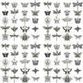 100Pcs Craft Supplies Mixed Butterfly Dragonfly Bee Insect Charms for Jewelry Ma