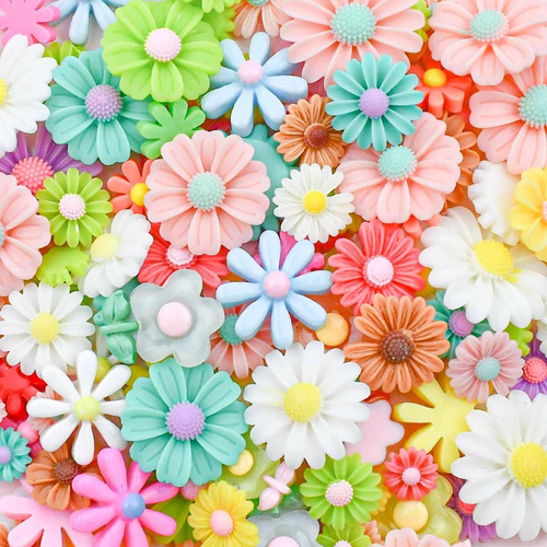 100 Flatback Resin Daisy Flowers for Craft DIY Flower Cabochons for Jewelry Maki