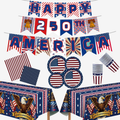 140 Pack 250Th Anniversary Decorations- Serve 24 - Patriotic Plates Tablecloth N