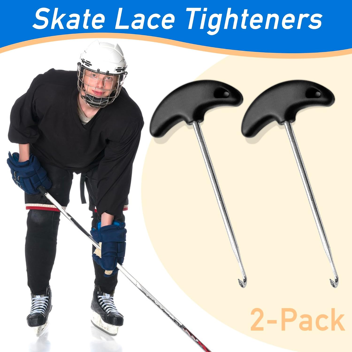 2-Pack Skate Lace Tighteners - Ice Hockey Skate Lace Tightener Tool - Stainless