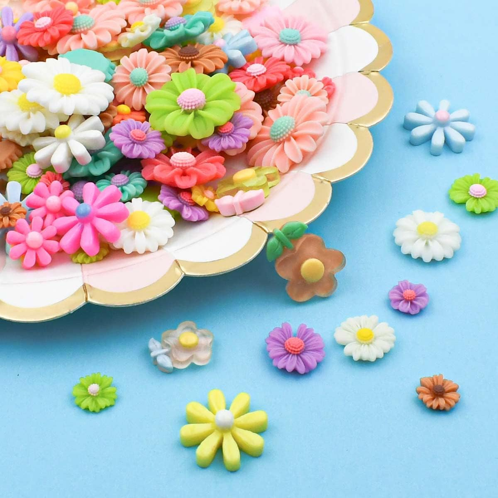 100 Flatback Resin Daisy Flowers for Craft DIY Flower Cabochons for Jewelry Maki