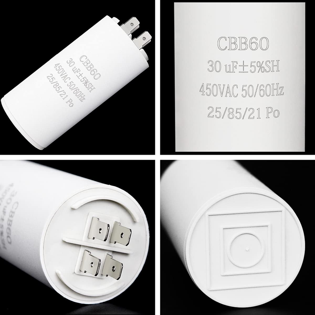 30UF CBB60 Motor Run Capacitor, 450VAC 50/60HZ Cylindrical Capacitor for Motor R