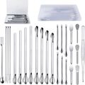 25 Pcs Stainless Steel Lab Spatula Micro Scoop Set Laboratory Tiny Mixing Spatul
