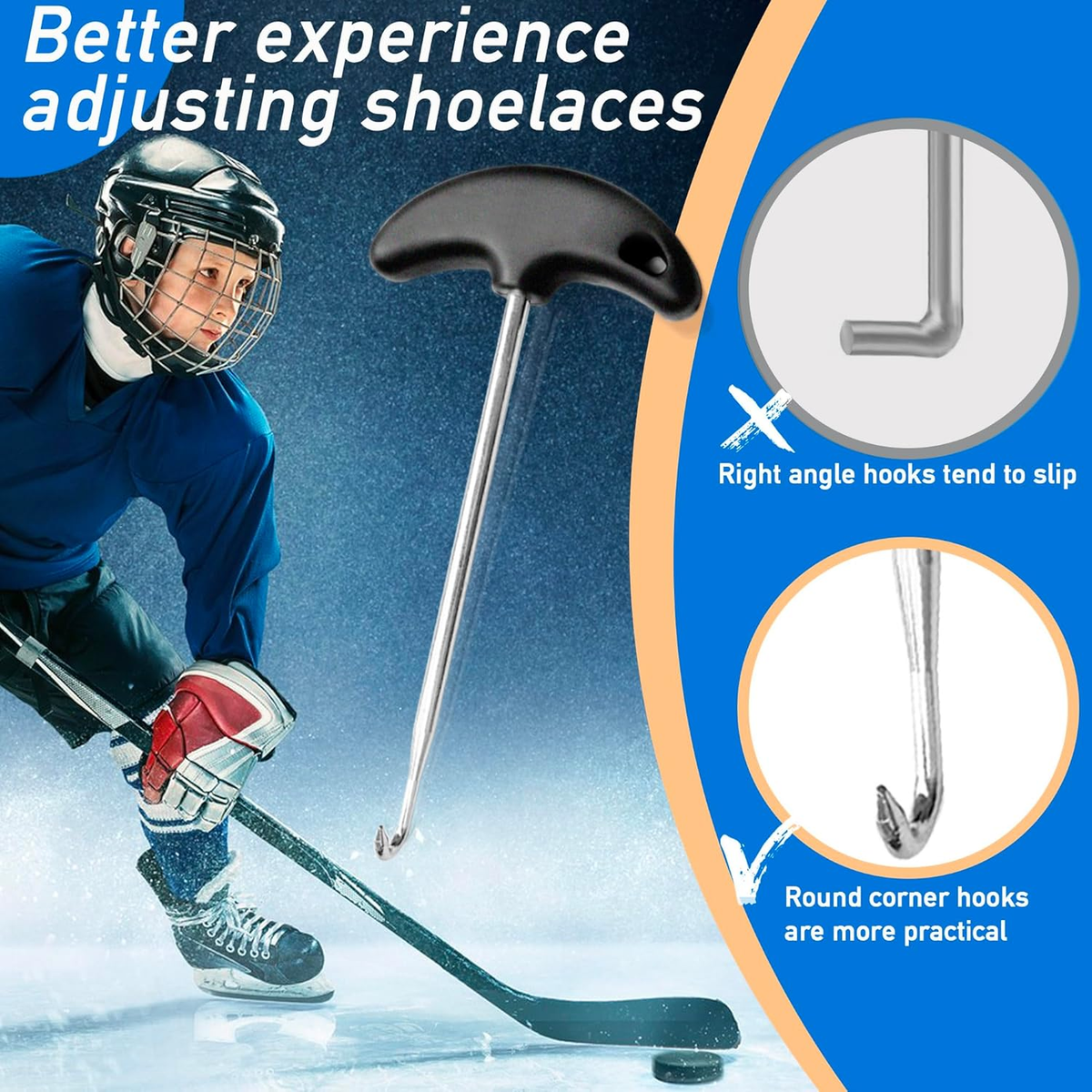 2-Pack Skate Lace Tighteners - Ice Hockey Skate Lace Tightener Tool - Stainless