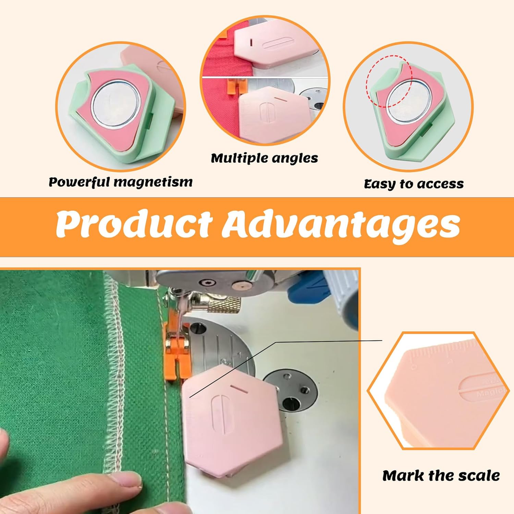 3 Pack Magnetic Seam Guide for Sewing Machine, Upgraded Multifunctional Polygona