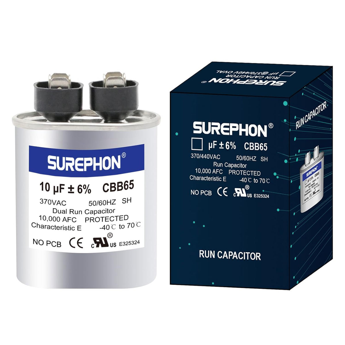 10 Mfd Capacitor 370V/440V Oval Run Start Capacitor for AC Motor Run or Fan Star