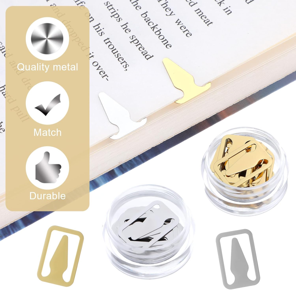 100Pcs Book Line Markers, Gold/Silver Metal Bookmarks Tin Mixed Metals Book Page