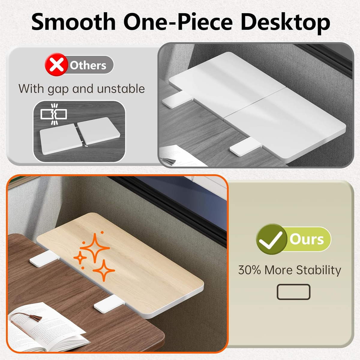 3 in 1 Clamp-On 15.7"×7.5" Desk Extender, Heavy-Duty Side/Top Desk Organizer She
