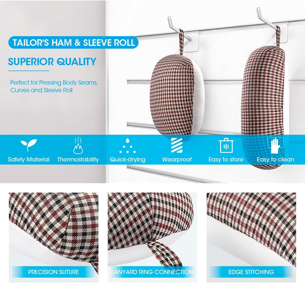 3 BUZZLETT Tailor’S Ham and Seam Roll Set – Premium Tailors Ham for Ironing – Pr