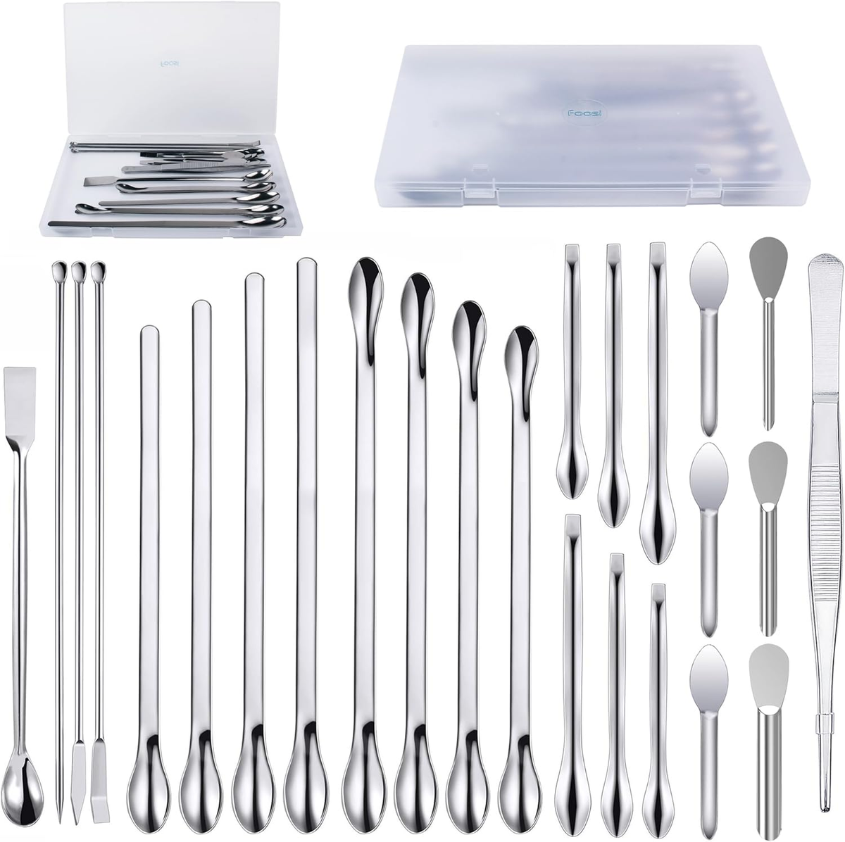 25 Pcs Stainless Steel Lab Spatula Micro Scoop Set Laboratory Tiny Mixing Spatul
