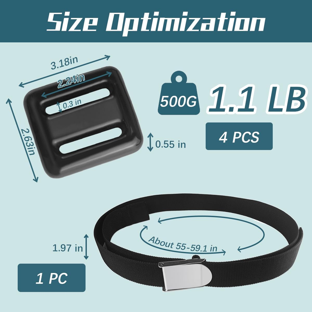 4 Pcs Scuba Weight Belt,Diving Weight Belt with Metal Block Buckle Coated Dive W