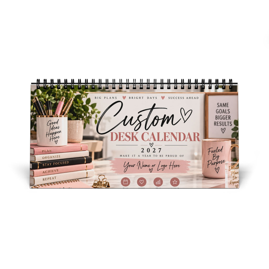 Custom 2027 Desktop Desk Calendar — Personalized Grid Layout
