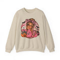 Halloween Girl Crewneck Sweatshirt – Cute Pink Pumpkin & Ghost Cozy Pullover