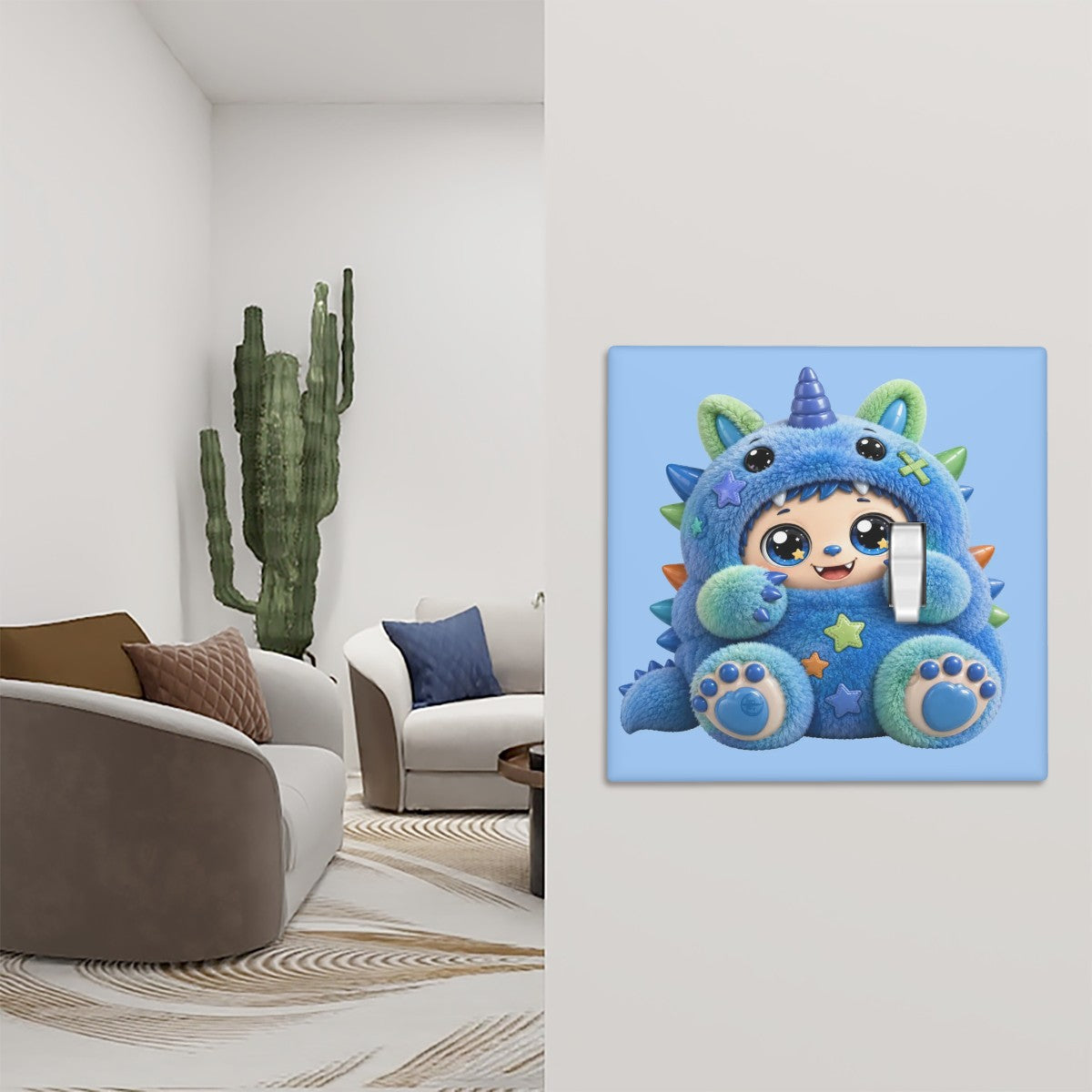 Blue Puff Light Switch Plate
