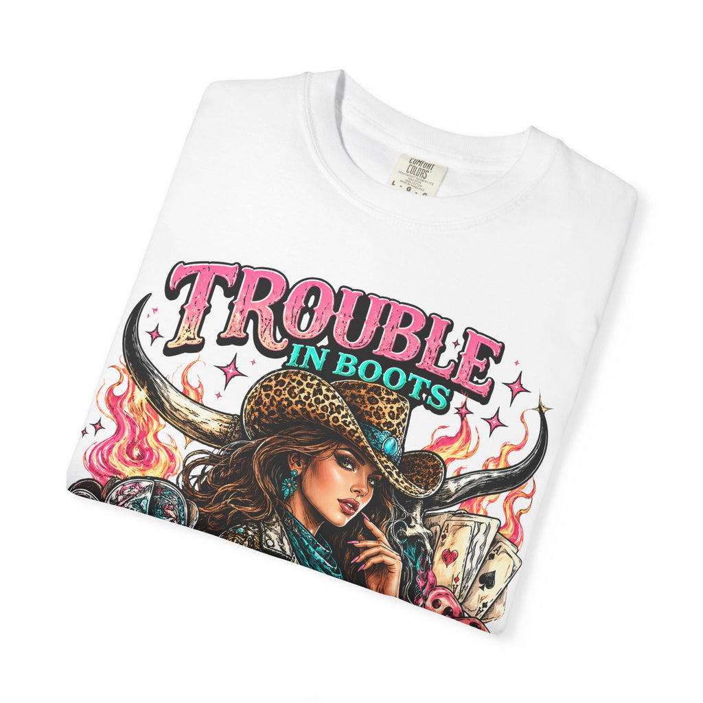 Trouble in Boots Cowboy Graphic T-Shirt