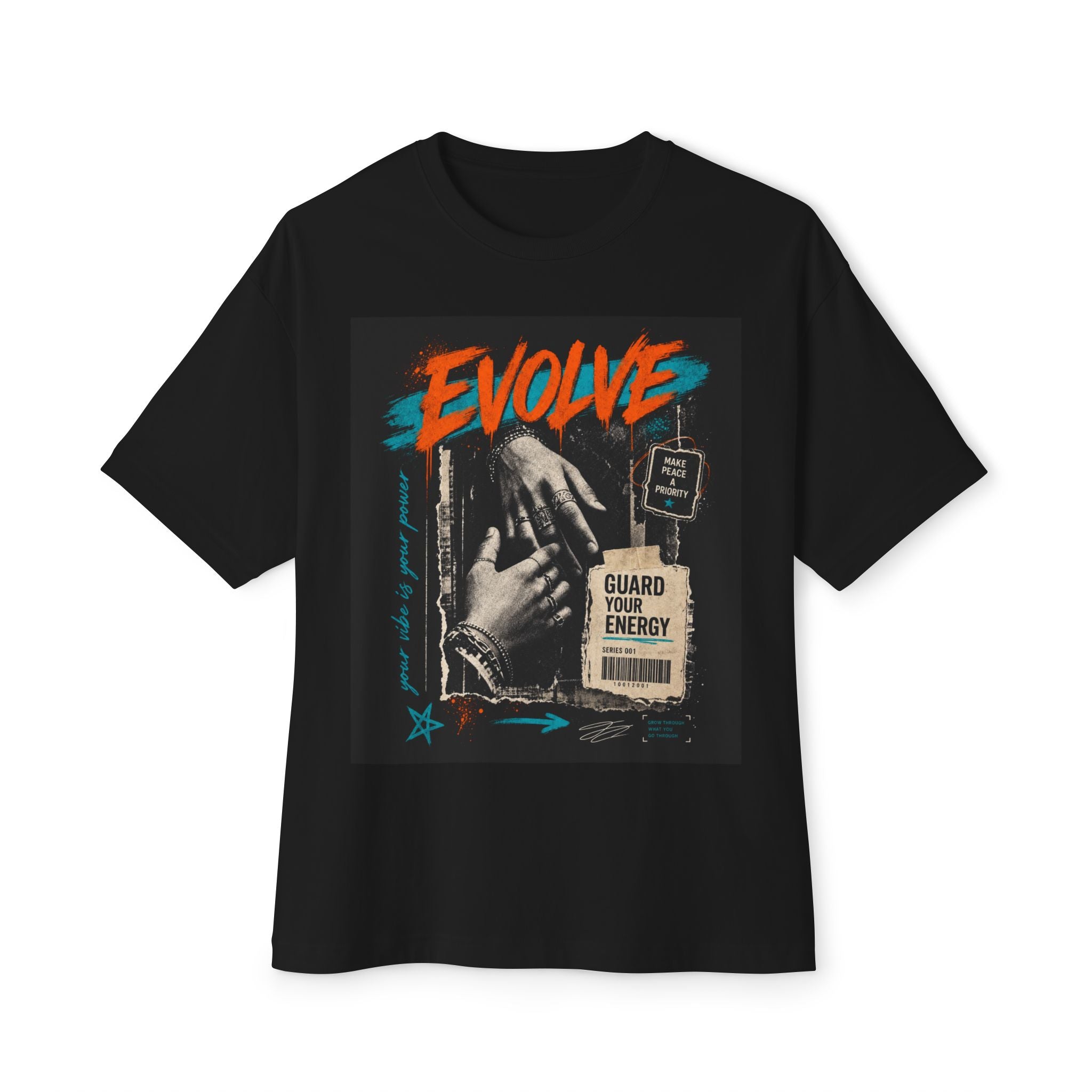 Evolve Graphic Tee — "Guard Your Energy" Vintage Hands Design