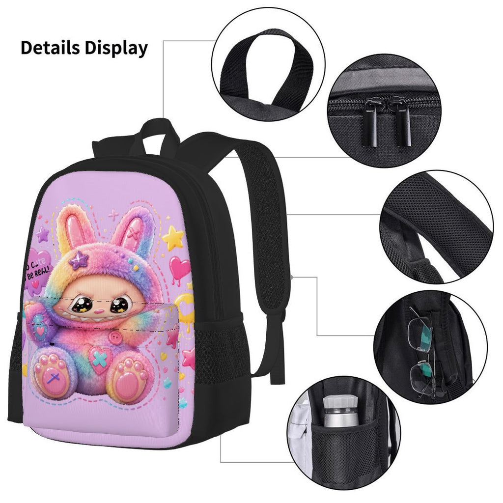 Rainbow Puff Monster Backpack | Cute Plush Cartoon School Bag