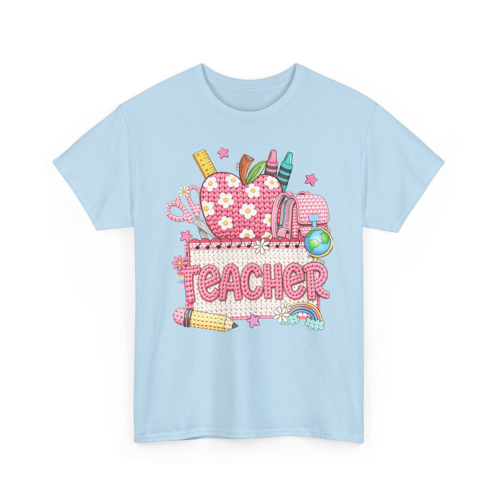 Teacher Graphic Tee – Cute School Supplies Apple Design
