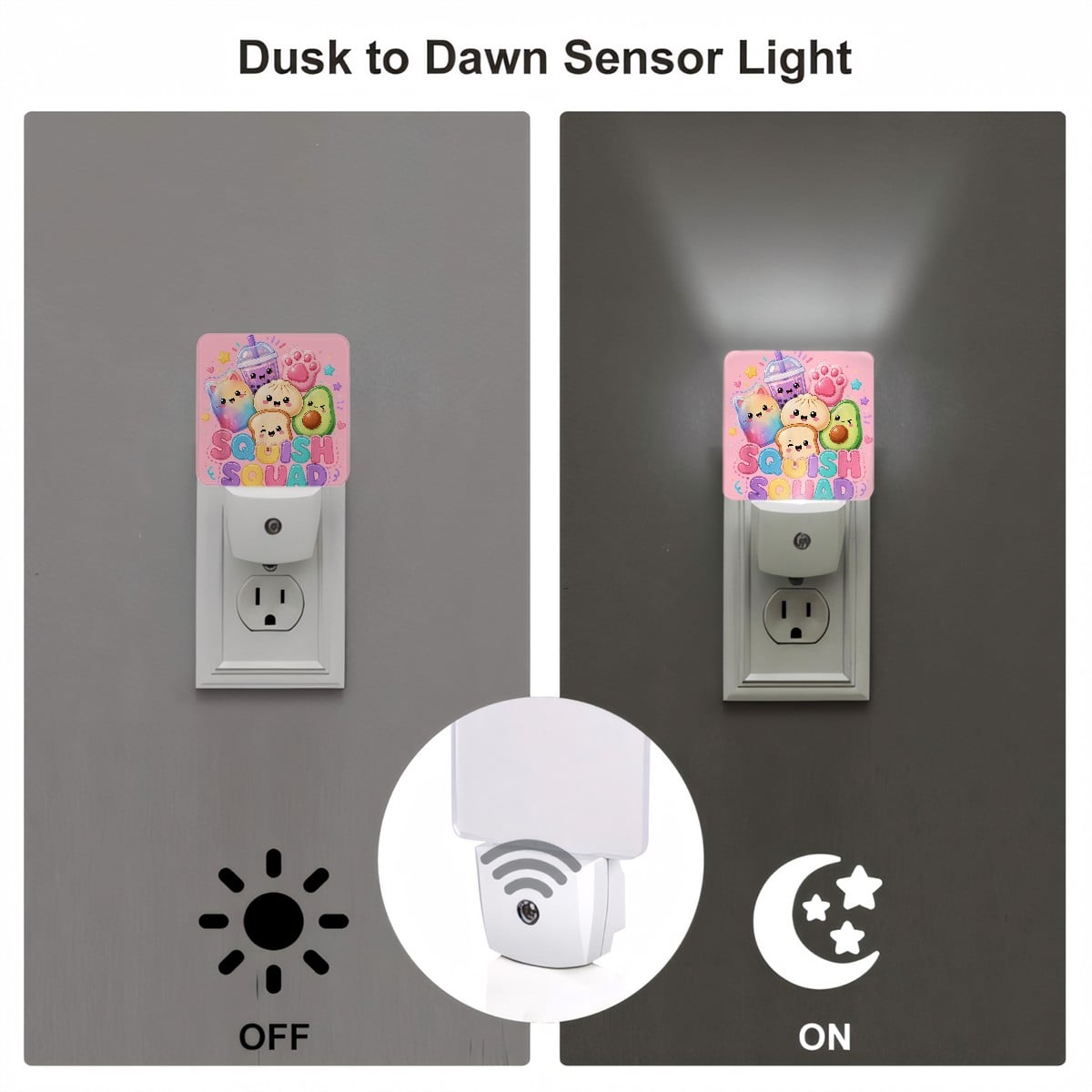 LED Night Light Squish Squad Kawaii Dumpling Rainbow Candy