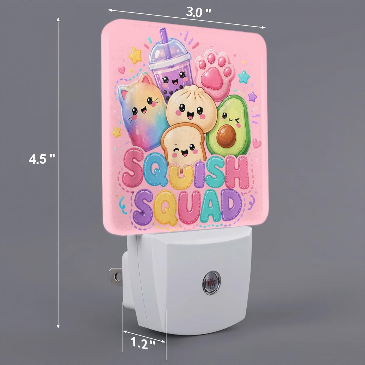 LED Night Light Squish Squad Kawaii Dumpling Rainbow Candy